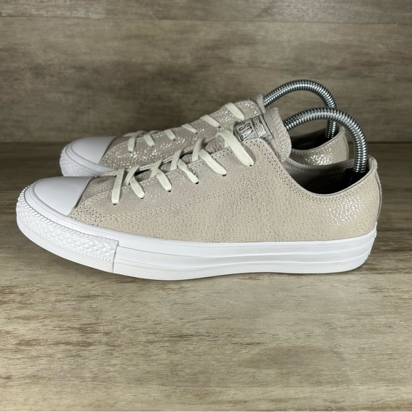 NEW Converse Chuck Taylor All Star OX Leather Sneaker Pale Putty Silver Women 8 - Picture 7 of 13